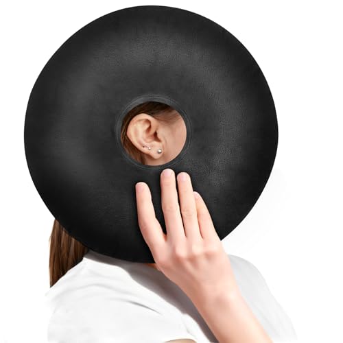 AOOSA Piercing Kissen mit Loch Einstellbar Piercing Pillow für Seitenschläfer Weich Atmungsaktiv O-förmiges Kissen Ohrkissen für Klassenzimmer Büro Camping Schlafen im Flugzeug Schwarz