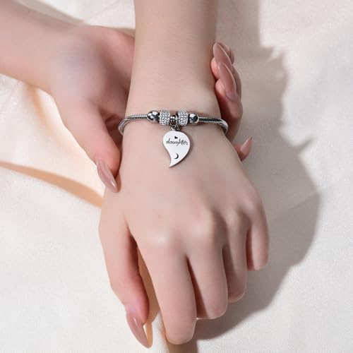 Image of Yonhon Father Daddy Daughter Bracelet Necklace for 2,Dad Daughter Matching Necklace Set for 2