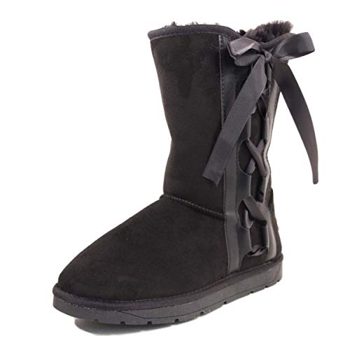 【primevere LIZ LISA プリマベーラリズリサ】 ブーツ ムートン レースアップ PLZ8052 ブラックスエード M（23.0センチ～23.5センチ）