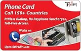 Phone Card – Call 150+ Countries from Any Phone or Payphone | PINless Dialing | No Payphone Surcharges | Toll-Free Access | Works on Landlines, Mobiles & Hotel Phones | Upto 500 Minutes