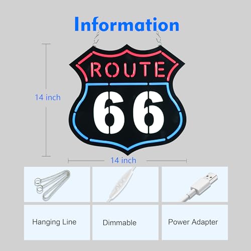 Image of Route 66 Neon Sign Night light for Bar Club Bedroom Hotel Pub Cafe Wedding Birthday Party Gifts
