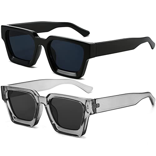 Image of AIEYEZO Square Sunglasses for Women Men Square Thick Frame Sun Glasses Simple Designer Style Shades
