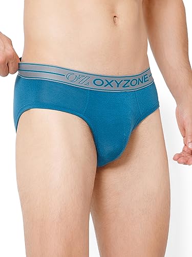 Image of OXYZONE Men's Modal Solid Brief with Sweat-Absorbent & Anti-Odour Fabric, Lightweight, Tag-Free, Breathable Innerwear with Outer Soft Waistband