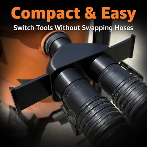 Image of Jmoe USA 2.5 Inch Shop Vac Y Connector Splitter With Individual Blast Gates | Dust Collection Hose Splitter | Fits Ridgid, Craftsman, and Most Wet Dry Vacuums | PATENT PENDING