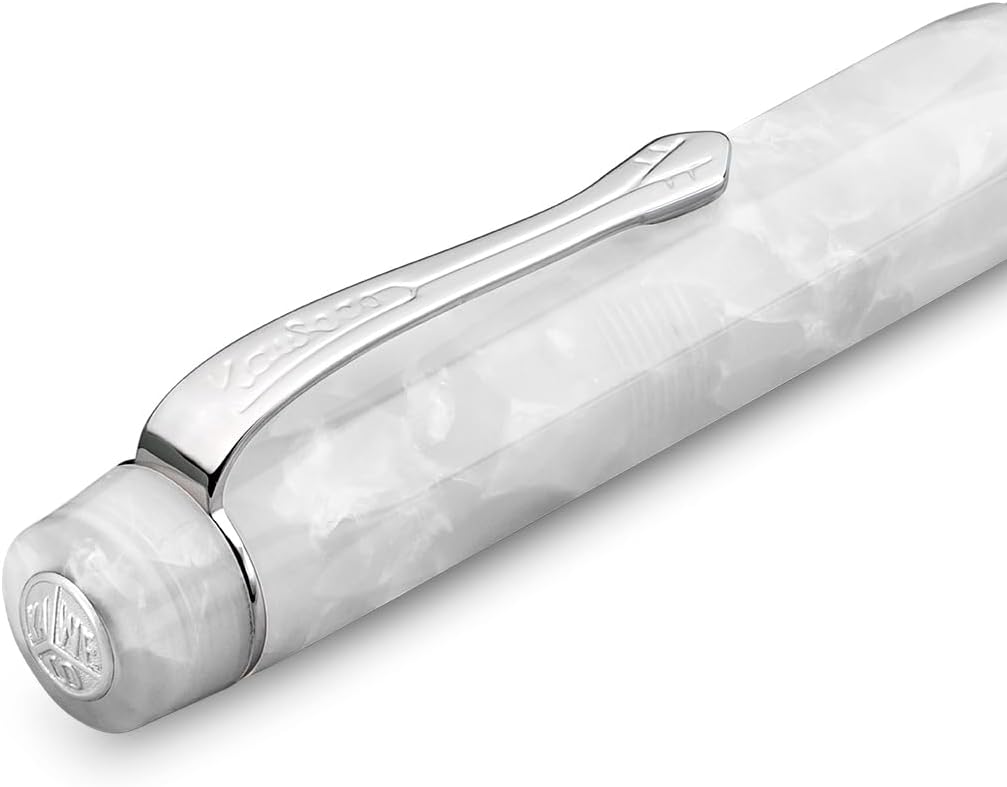 Kaweco ART SPORT Fountain Pen Mineral White - Exclusive Acrylic for Ink Cartridges With Steel Nib - Metal Box Included - 12.5 cm - Nib: EF (Extra Fine)