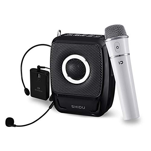 SHIDU Wireless Bluetooth Voice Amplifier 25W (2600mAh), Loud Pa Speaker with Double Microphones Portable for Teachers/Tour Guides/Elderly/Singers/Karaoke and More (S92)