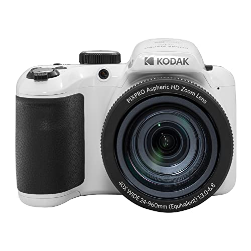 KODAK PIXPRO AZ405-WH 20MP Digital Camera 40X Optical Zoom 24mm Wide Angle Lens Optical Image Stabilization 1080P Full HD Video 3″ LCD Vlogging Camera (White), Full Frame