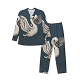 White Swan - Ropa de dormir duradera para hombre, conjunto de pijama de 2 piezas para hombre, ideal para todas las estaciones, Negro, L