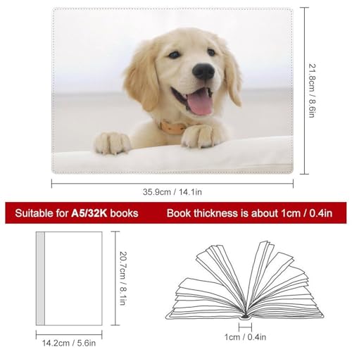 Couverture carnet de notes A5 Golden Retriever réutilisable en cuir