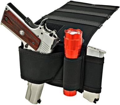 Under Mattress Bed Handgun Holster with Tactical Flashlight Loop