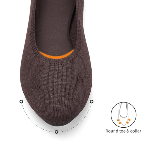 Image of Puxowe Women's Ballet Flats Breathable Knit Slip On Comfortable Round Toe Walking Shoes with Arch Support Insole for Work