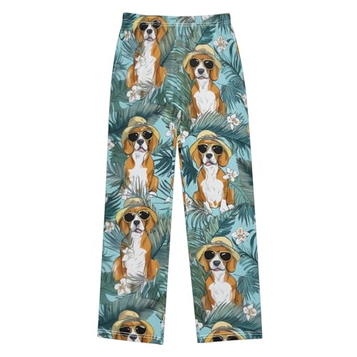 ZZXXB Tropical Beagle Boys Long Pants Soft Trousers Elastic Waist Kids Lounge Bottoms with Pockets S-XL