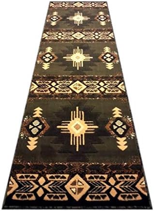 South West Runner Rug 2 Feet X 7 Feet Green Design C318