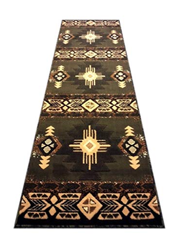 South West Runner Rug 2 Feet X 7 Feet Green Design C318 #TOP7