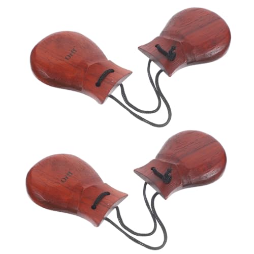BESTonZON Pear Wood Castanets 2 Pack Handheld Percussion Instruments for Adults for Parties Classes Music