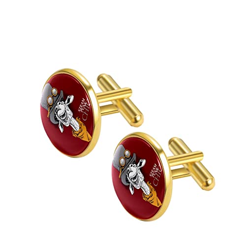 Mancuernillas para hombre con jirafa y fondo rojo