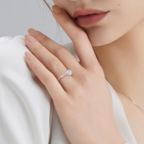 KRKC Moissanite Rings for Women,1CT Lab Created Diamond Engagement Rings, D Color VVS1 Clarity, Brilliant Round Cut, 925 Sterling Silver White Gold Plated Promise Rings Wedding Bands for Anniversary Promise and Bridal2