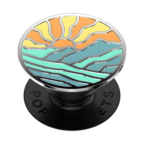 Image of ​​​​PopSockets Phone Grip with Expanding Kickstand, Adhesive Grip, Enamel - Mountain Rays