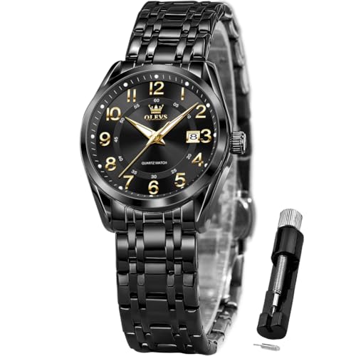 Image of OLEVS Womens Watches Classic Dress Quartz Female Wristwatch Ladies Stainless Steel Waterproof Luminous Date Easy Read Watch for Lady