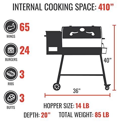 recteq Patio Legend 410 Wood Pellet Smoker Grill | Wifi & App Connectivity | Temp Range 180° to 700+° - Thumbnail 3