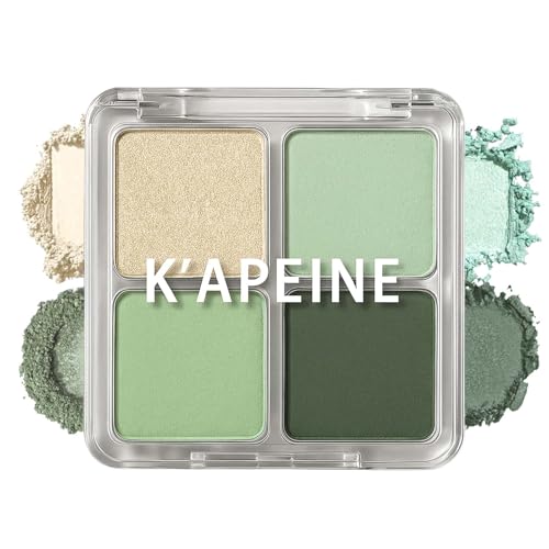 KAPEINE Eyeshadow Palette Light Green Eye Shadow Matte Glitter Makeup Palette 4 Colors Sage & Olive Eye Makeup Shades Mini High Pigmented Long-lasting for Woman Girls Party Music Festival Stage