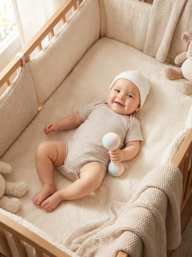 Image of 6 Pcs Clothing Gift Set with Box, 100% Cotton Soft & Breathable 6-Piece Layette Set with Bodysuit, Romper, Bib, Cap, Mittens & Swaddle, 0-12 Months, All-Season Wear