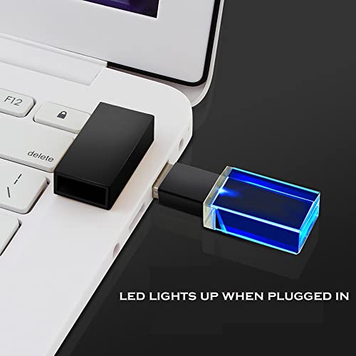 64Gb Usb 2.0 Flash Drive Novelty Crystal Led Light Glass Transparent Rectangle Shape Pen Drive Thumb Drive Memory Stick Memoria Usb Pendrive Wedding Gift #TOP1