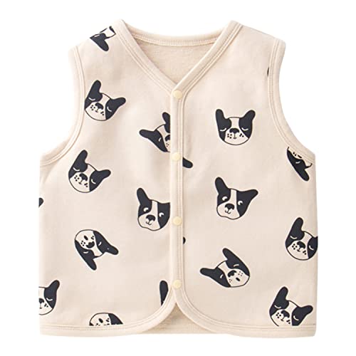 ANIMQUE Baby Unisex Weste Baumwolle Süß Tiere Jungen Mädchen Ärmellos Jacke Top für Kleinkind Hündchen, Beige 80