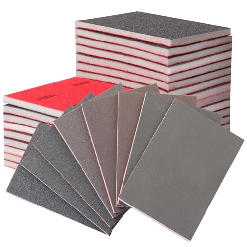 STEBRUAM Schleifschwämme Set 24 Stück (80-3000) | Nass- & Trockenschleifen | Professionell für Holz, Metall, Lack, Auto & Spachtelmasse | Flexibles Schleifpad