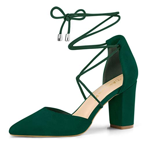 Image of Allegra K Women's Pointed Toe Chunky Heels Lace Up Sandals Pumps