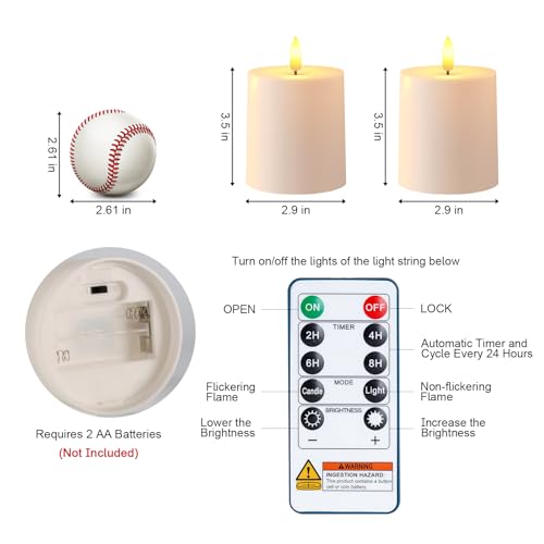 Image of Raycare 3 inchx3.5 inch White Outdoor Waterproof Flameless Candles with Remote and Timer, Realistic LED Candles, Battery Operated Electric Fake Pillar Candles for Porch, Patio, Garden, Set of 2