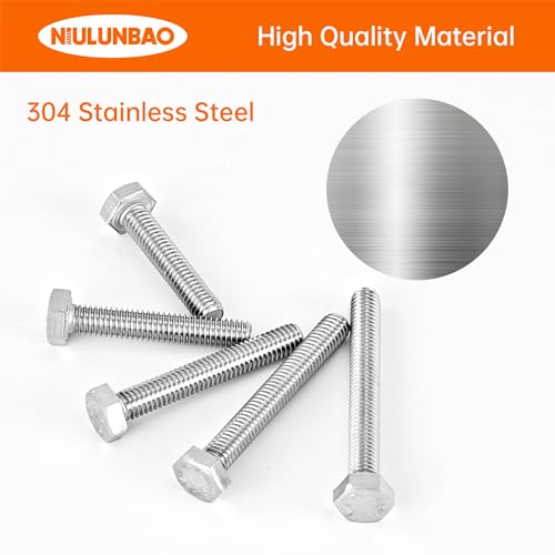 Image of M6 x 30mm 35mm 40mm 45mm 50mm Heavy Duty Hexagon Bolts Hex Head Screws, 304 Stainless Steel, Metric, Machine Fully Thread, Bright Finish, Assortment Kit 50PCS