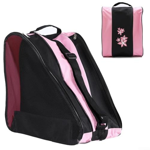 EasyByMall Bolsa de transporte ligera para patines en línea con compartimento separado para casco y equipo (rosa)