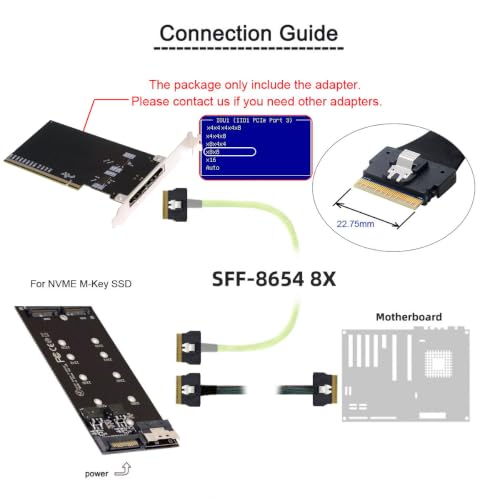 Image of CY External Slimline Dual SFF-8654 8X 74Pin to PCIE 16X Express 5.0 PCIE4.0 Raid VROC Hyper Adapter with Linear Redriver Over Long Cable Lengths
