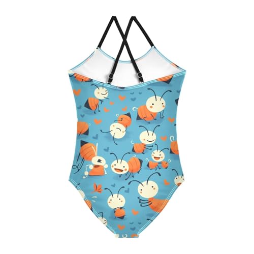 KLL Funny Ant Painted Toddler Girl 1 Piece Swimsuits Summer Swimwear with Adjustable Straps Quick Dry2