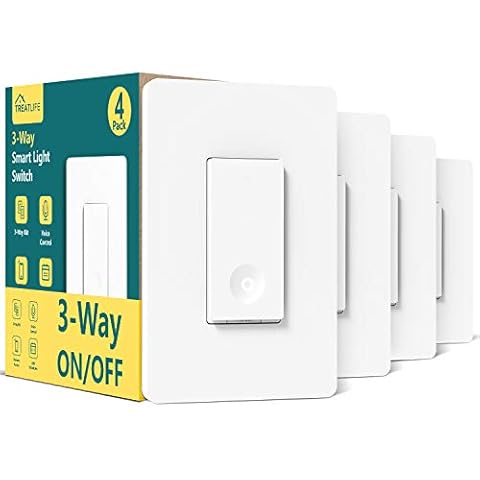 TREATLIFE 3 Way Smart Light Switch 4 Pack, 2.4GHz Wi-Fi Smart Switch Works with Alexa and Google Home, Neutral Wire Required, Remote Control, FCC Certified, No Hub Required Cover