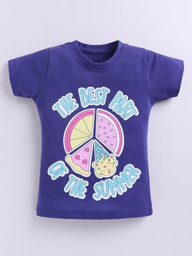 Image of Amazon Brand - Jam & Honey Girls Cotton Graphic Printed Half Sleeves T-Shirt | Regular Fit | Soft & Breathable | Age 2-8 Years (Available in Pack of 5 & Pack of 3)