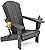 SERWALL Foldable Adirondack Chair, HDPE Adirondack Chair with Wood-Texture-Gray
