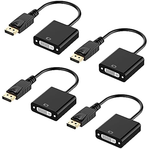 Display Port to DVI, 4-Pack Gold-Plated Display Port to DVI-D Converter (Male to Female) Compatible with Computer, Desktop, Laptop, PC, Monitor, Projector, HDTV Cover