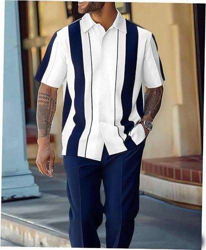 Men's Casual 2 Piece Dressy Walking Suits Short Sleeve Outfits Big Men Fashion Leisure Suits S-5XL2