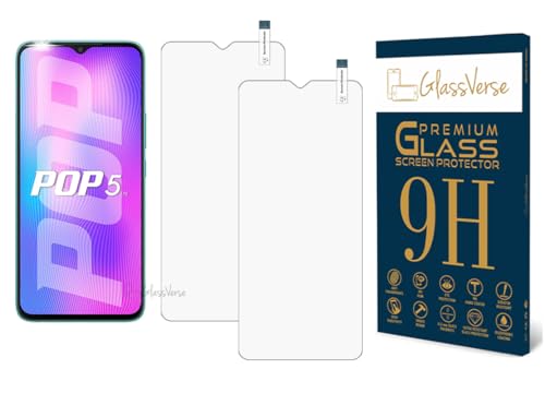 Image of GlassVerse 9H Tempered Glass For Tecno POP 5 LTE (Pack Of 2) with Free Installation Kit Full screen Coverage - 6.52 inch