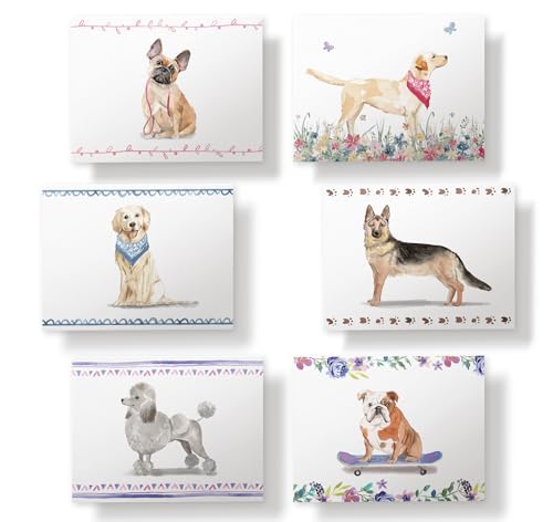 Image of Twigs Paper Note Cards Dogs Design - 12 Assorted Dogs Note Cards with Envelopes - Made in USA Greeting Card - Eco Friendly Blank Cards and Envelopes - 5.5 x 4.25 Size Appreciation Cards
