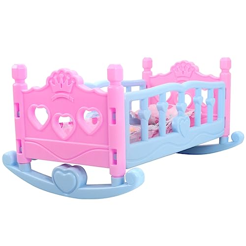Toyvian Baby Doll Bed, Doll Crib, Plastic & Cloth, Sky-blue, 37X24CM, 1:12 Scale, Kids' Room, Elegant Style