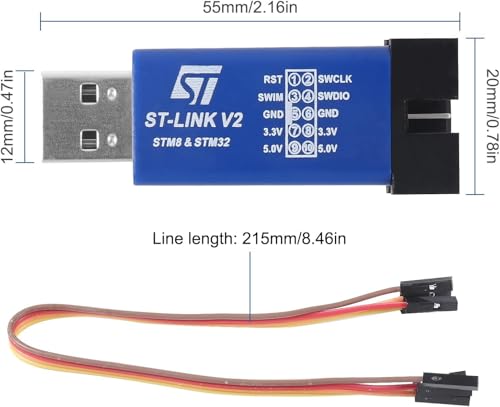 Image of ST Link V2 USB Programmer Debugger for STM8 STM32 with SWIM Interface 5V 3.3V Output and Aluminum Body Compatible with Rduino UNO Development Boards