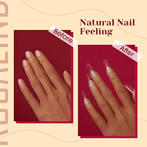 Image of 504PCS Full Cover Long Coffin Nail Tips Clear Fake Nail Tips,ROSALIND Long Coffin Gel Nail Tips for Nails Extension Acrylic False Nails with Box,12 Size Nails for Women DIY Nail Salon