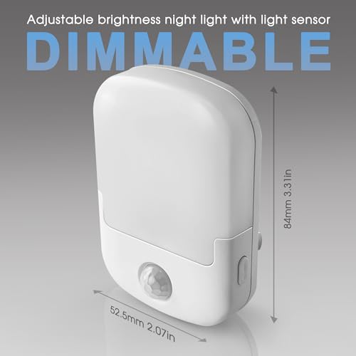 Image of Briignite Blue Motion Sensor Dusk to Dawn Dimmable Led Night Light 2Pack for Kids, Bedroom, Kid Room, Bathroom