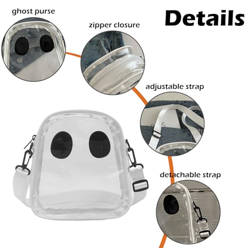 Clear Ghost Bag Stadium Approved, Small Crossbody Bag for Concerts Sports Events Women Halloween Clear Clutch Purses4