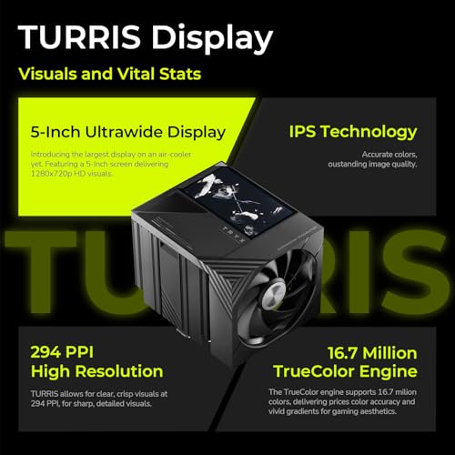 Image of TRYX TURRIS 620 CPU Air Cooler 5.0 inch IPS Customizable Screen 280w TDP Dual Tower CPU Cooler Reflow Soldering with Display Powered by KANALI Rail-Mounted ROTA Fans for Intel LGA1851 /1700 & AMD AM5