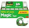 Scotch Magic Tape, Invisible Transparent Tape, 6 Tape Rolls with Dispensers, 3/4 in x 650 in