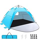 Strandmuschel, Automatisches Instant Pop Up Strandzelt, Leicht, UV-Schutz UPF 50+ Windschutz Strandzelt für Strand, Familie, Garten, Camping, Picknicks